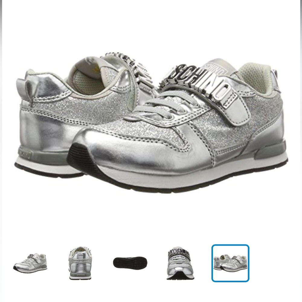 Moschino Girls' 26040. Trainers, Silver size 2